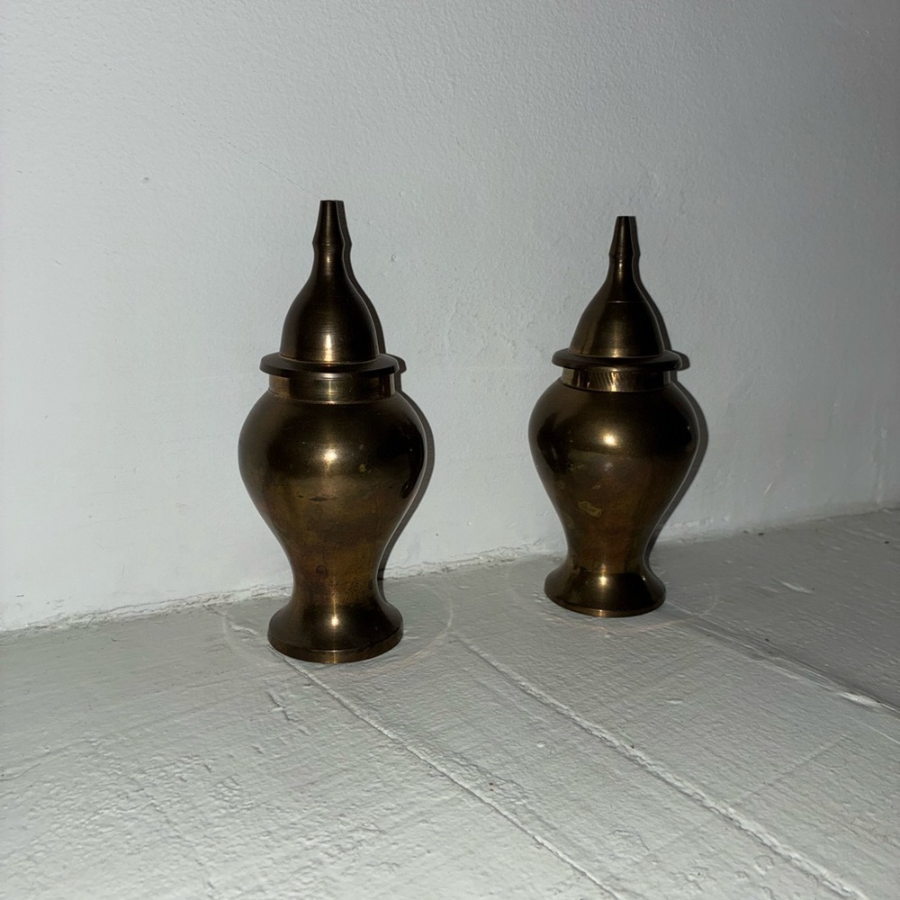 2 Brass Decorative Lidded Urns